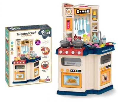 Bucatarie cu chiuveta functionala si aburi Ocie Little Chef Blue